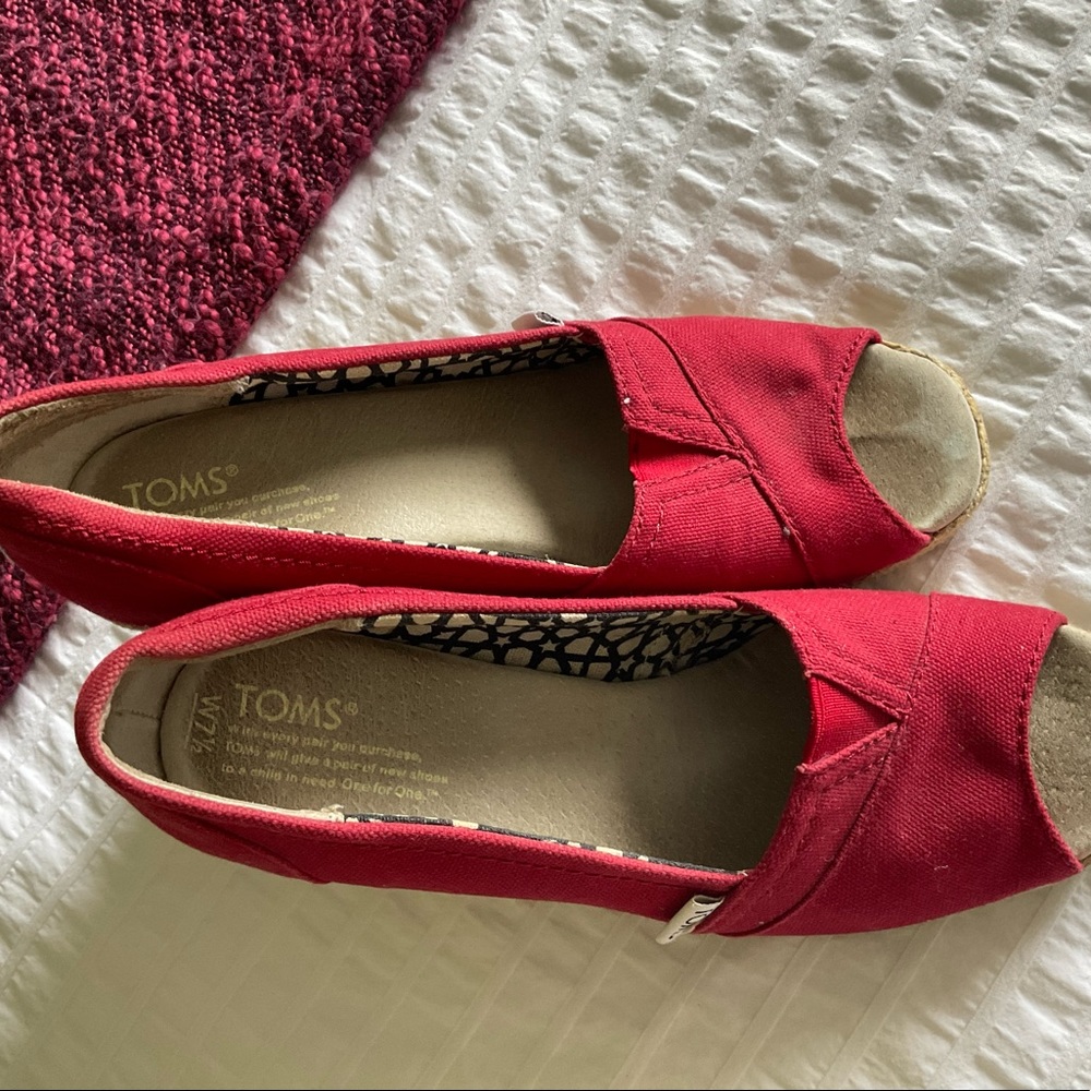 Red TOMS Wedge Shoes
